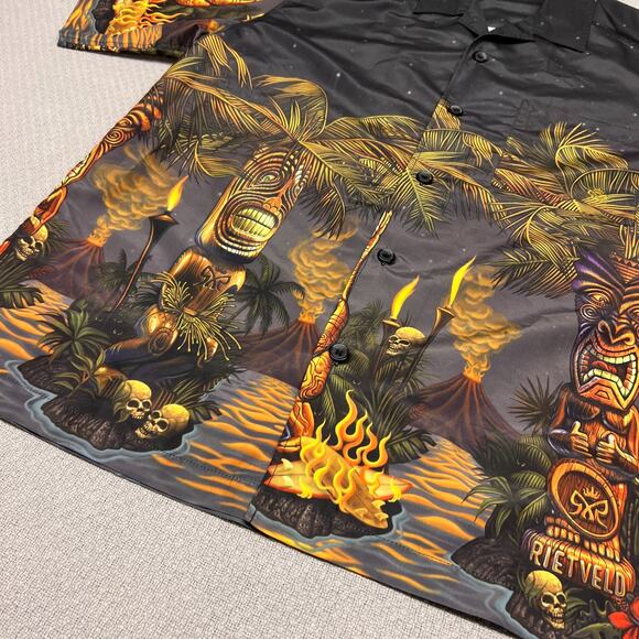 Rietveld USA Shirt Mens Large Hawaiian Short Sleeve Button Down Tiki Retro Surf - Picture 3 of 8